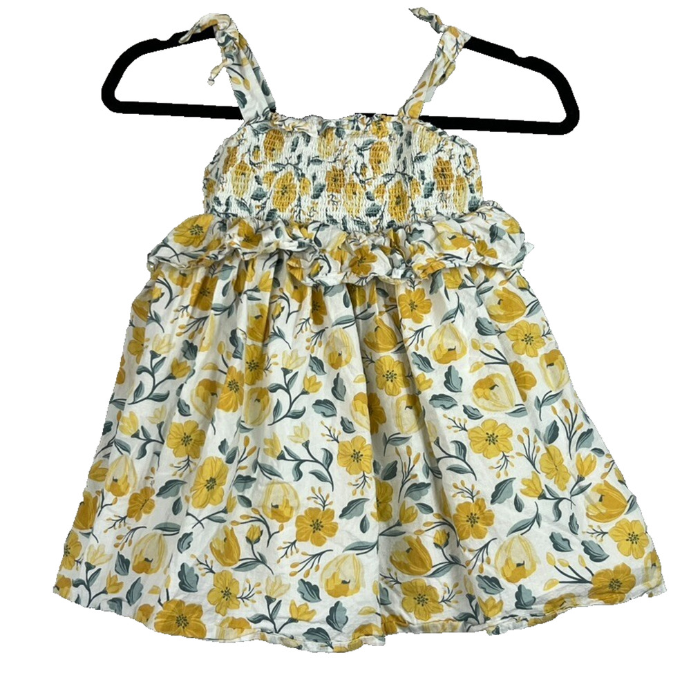 Cupcakes and Cashmere Girls Dress 5T Vintage Yellow Floral Lined Summer
